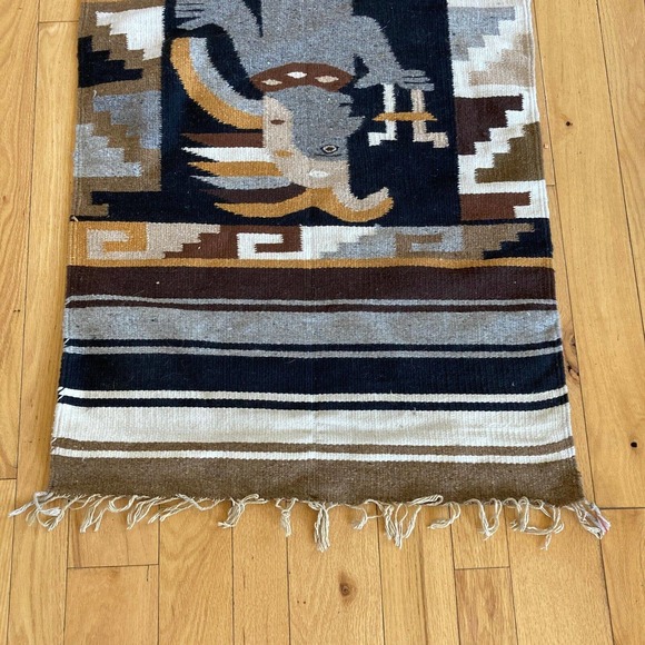 Indian Saddle Throw Blanket 28"x56" Wool Kachina Dancer Kokopelli Wall Hanging - Picture 8 of 9